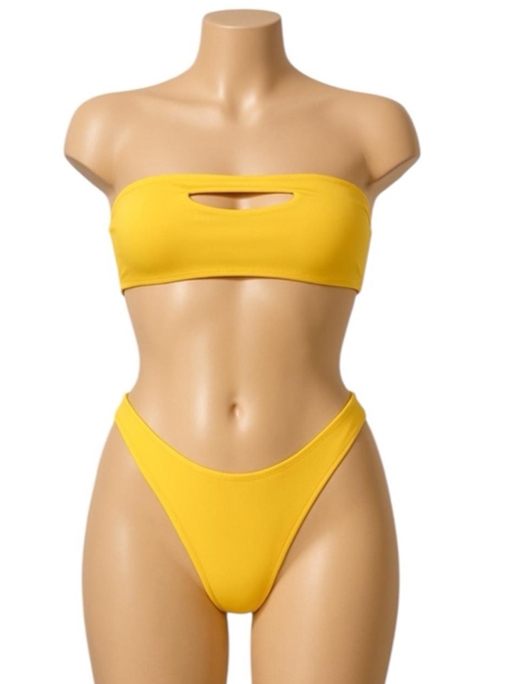 NEW w/Tags Fashion Nova Yellow Bandeau Tie-Back Bikini Set Women's Size Small